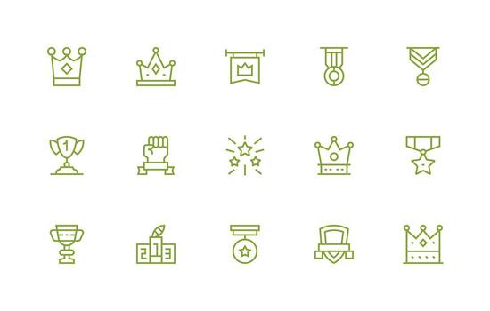 Triumph Set with 15 Regular Line Icons Complete Icon Bundle for Web Design vector