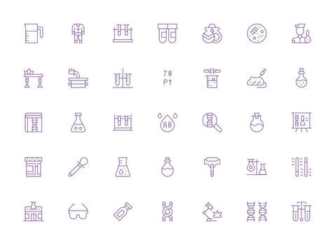 laboratorio conjunto con 35 ligero línea íconos de confianza íconos para todas interfaces vector