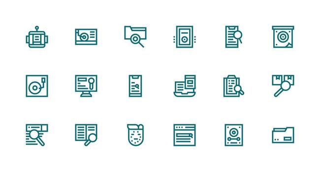 Strong Stroke Line Icons from Retrieve Set with 18 Vectors Neatly Designed Icons for Web Platforms