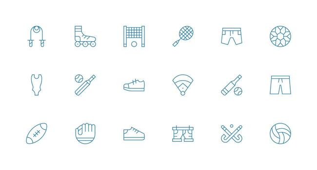 18 mínimo línea íconos para atlético gráficos completar icono conjunto para móvil aplicaciones vector