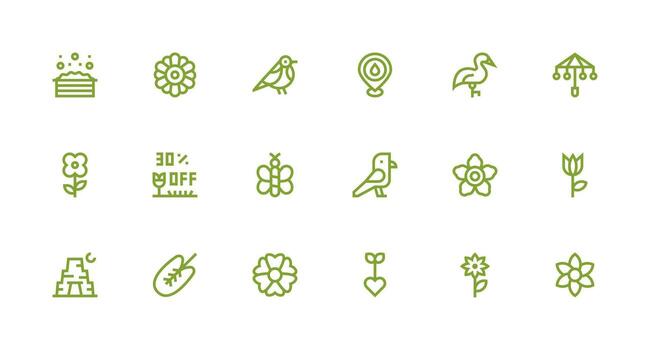 primavera icono colección con 18 fuerte carrera línea diseños de confianza íconos para todas interfaces vector