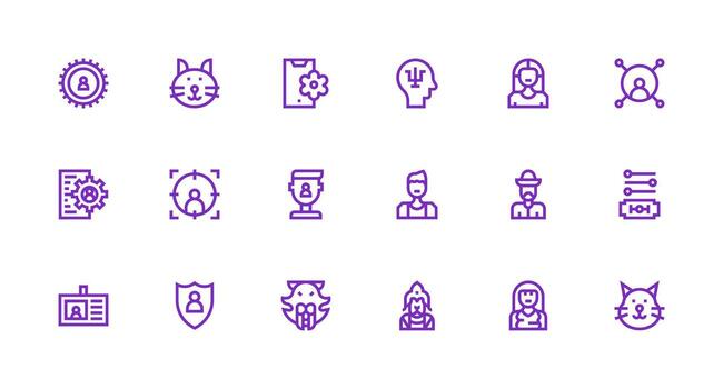 Profile Icon Set with 18 Strong Stroke Line Graphics General Use Icon Pack vector