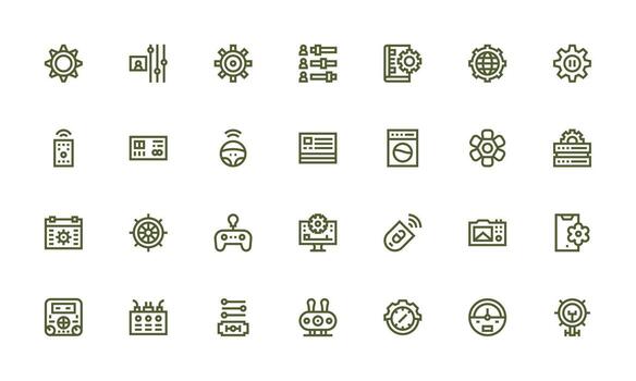 28 Icons for Control Panel in Bold Line Format Flexible Icon System for Web Interfaces vector