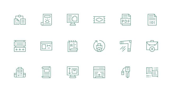 18 Minimal Line Icons for Digital File Graphics High-Resolution Icons for Any Platform vector