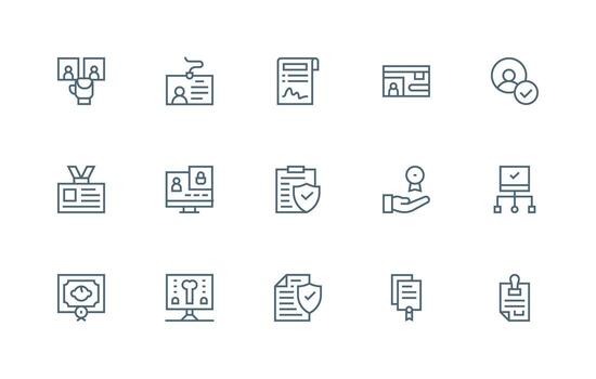 15 Icons for Verification in Regular Line Format Printable Icon Collection vector