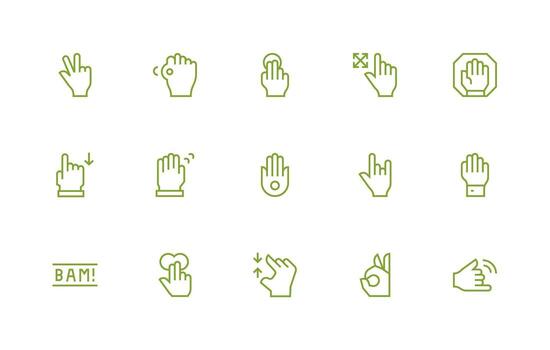 Gesture Icon Set with 15 Regular Line Graphics Neat Icon Set vector