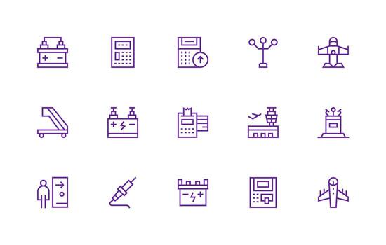 terminal icono conjunto con 15 regular línea gráficos organizado icono paquete para rápido acceso vector