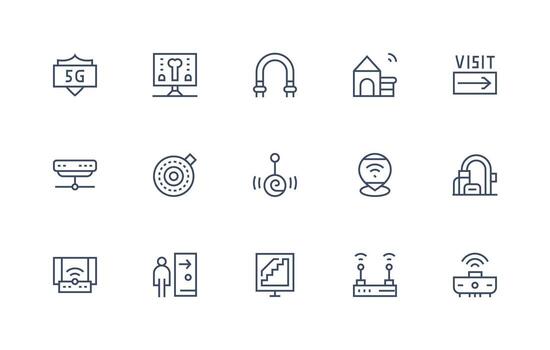 Access Point Visual Pack containing 15 Regular Line Icons Flexible Icon System for Web Interfaces vector