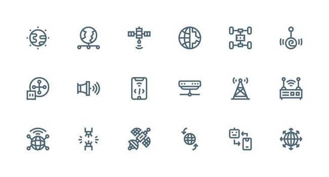 Strong Stroke Line Icons from Transmission Set with 18 Vectors Essential Icons for Rapid UI Building