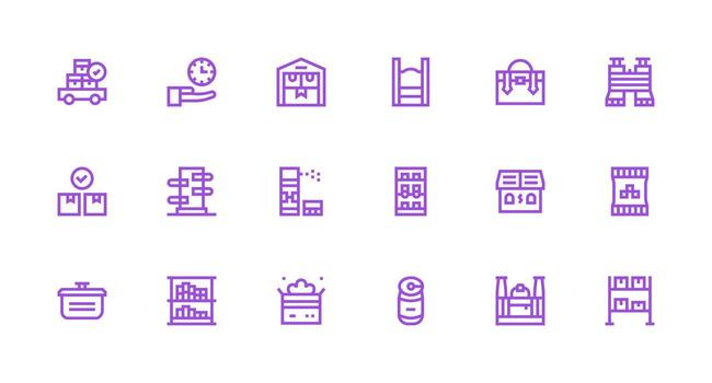Logistic Icon Set with 18 Strong Stroke Line Graphics Minimal Icon Set for Interface Projects vector