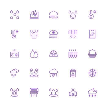 Climate featuring 25 Icons in Medium Stroke Outline Design Neatly Designed Icons for Web Platforms vector
