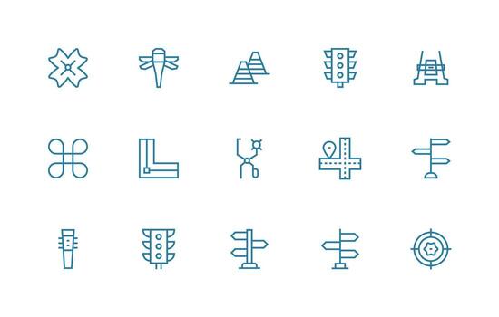 15 Regular Line Vectors for Intersection Theme High-Quality Icon Pack