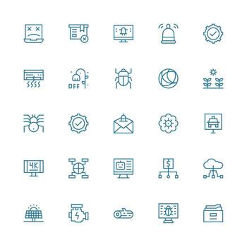 System Visual Pack containing 25 Medium Stroke Outline Icons Icon Set for Projects vector