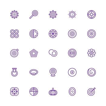 Medium Stroke Outline Style Concentric Icons with 25 Vectors UI and UX Focused Icon Collection