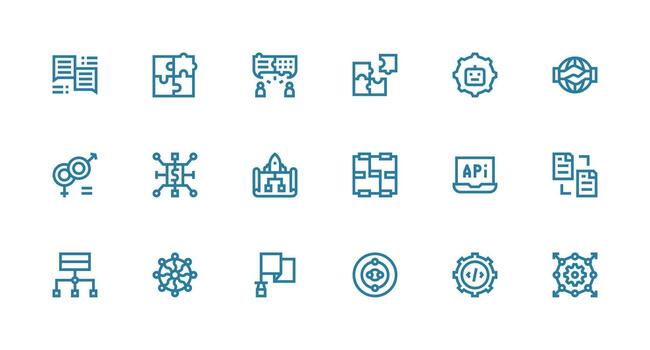 Integration Icon Set with 18 Strong Stroke Line Graphics Editable Icon Collection vector