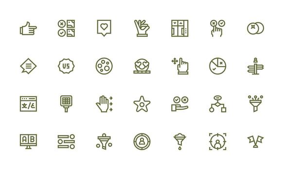 selección icono conjunto con 28 negrita línea gráficos sensible icono conjunto para flexible diseños vector