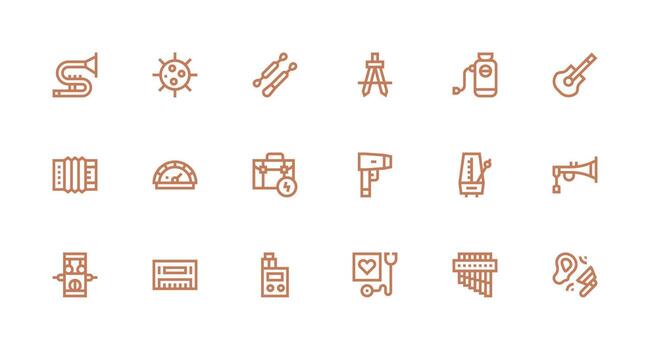 Instrument Icon Collection with 18 Strong Stroke Line Designs Balanced Icon Set for Functional Design vector