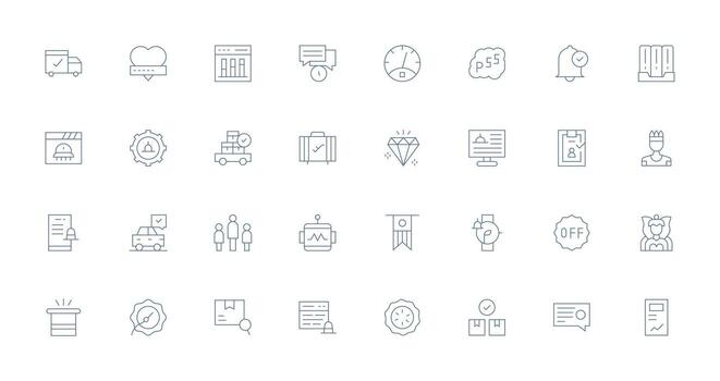 estado icono conjunto con 32 Delgado línea gráficos rápido acceso íconos para ui desarrollo vector