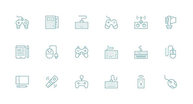 18 Input Device Icons in Minimal Line Aesthetic Neat Icon Set vector