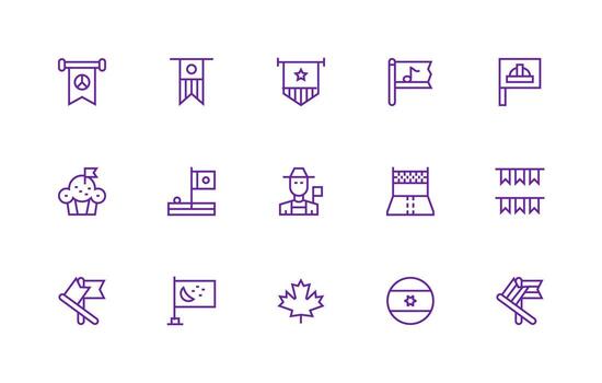 Flag Set with 15 Regular Line Icons Neatly Designed Icons for Web Platforms vector