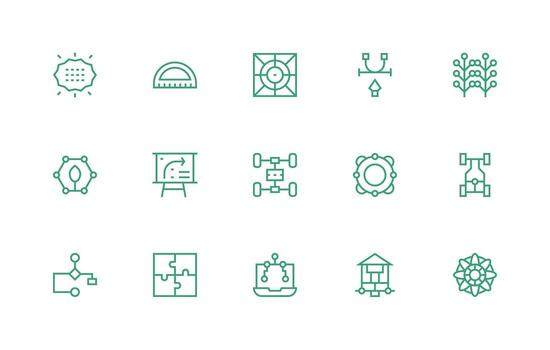 Regular Line Icons from Diagram Set with 15 Vectors Flat Icon Set