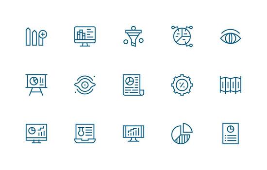 Data Analysis Set with 15 Regular Line Icons Compact Icon Set vector
