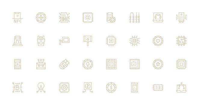 Thin Line Style Chip Icons with 32 Vectors Simplified Icon Pack for Visual Tools