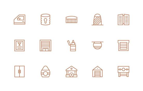 Regular Line Style Closed Icons with 15 Vectors Sharp Icons for Presentations