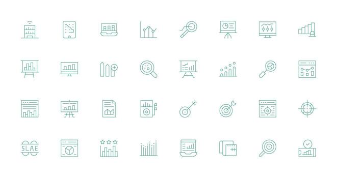 32 Thin Line Designs for Metrics Icons Quick Access Icons for UI Development vector