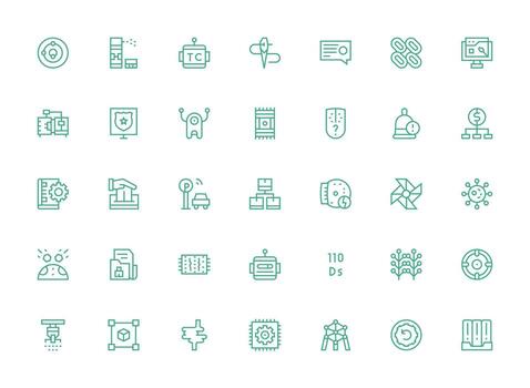 System Icon Set with 35 Regular Clean Line Graphics Design Ready Icon Set for Teams vector
