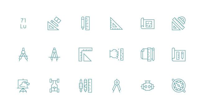 18 Minimal Line Style Icons from Technical Drawing Collection Core Icon Collection for Daily Tasks vector