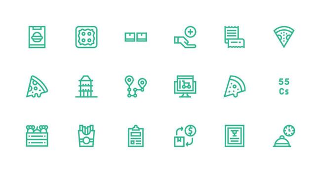 Strong Stroke Line Style Order Icons with 18 Vectors Detailed Icon Collection for Design Systems