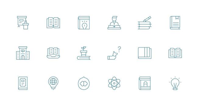 Minimal Line Style Knowledge Icons with 18 Vectors Fully Editable Icon Set for Web