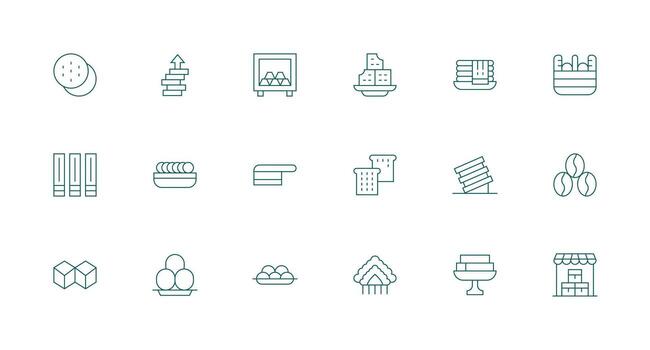 Stacked Icon Set with 18 Minimal Line Graphics UI Icon Set vector