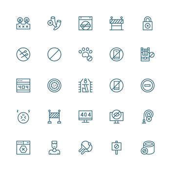 Access Denied featuring 25 Icons in Medium Stroke Outline Design Web Icon Collection vector