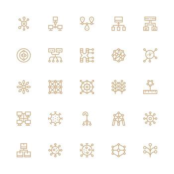 nodos icono conjunto con 25 medio carrera contorno gráficos web y aplicación icono paquete colección vector