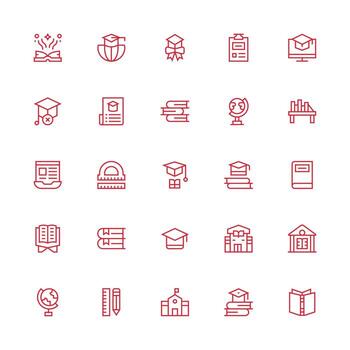 medio carrera contorno íconos desde académico conjunto con 25 vectores básico icono serie