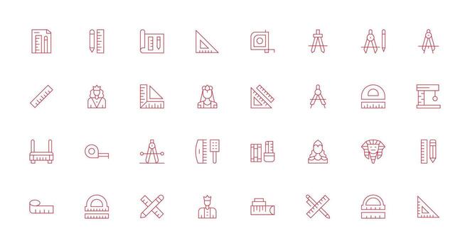 Thin Line Icons from Ruler Set with 32 Vectors Theme-Based Icon Pack