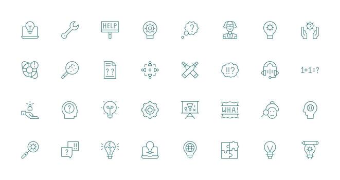 32 problema resolviendo íconos en Delgado línea estético personalizable icono serie para móvil pantallas vector