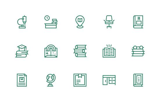 Study Design Icons featuring 15 in Regular Line Style Organized Glyph Icons for Fast Design vector