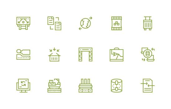 15 Regular Line Icons for Export Graphics Pixel Perfect Icon Set vector