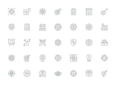 Strategy Set with 35 Light Line Icons Well-Structured Icons for Creative Use vector