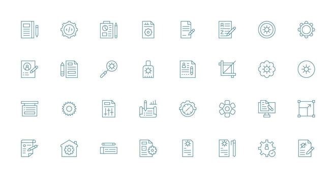 Modify Visual Pack containing 32 Thin Line Icons Core Icon Collection for Daily Tasks vector