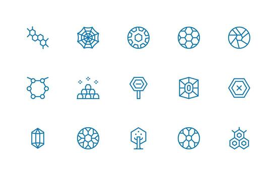 15 Regular Line Vectors for Hexagon Theme Display Icon Pack