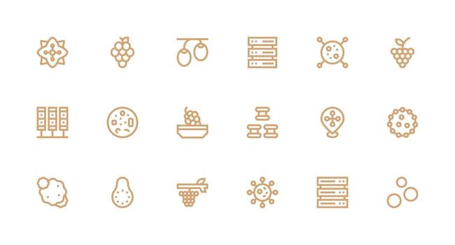 Strong Stroke Line Style Cluster Icons with 18 Vectors Icon Collection Set