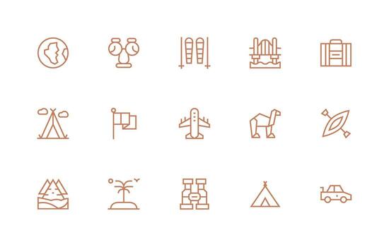 Travel including 15 Regular Line Illustrations Complete Icon Bundle for Web Design vector