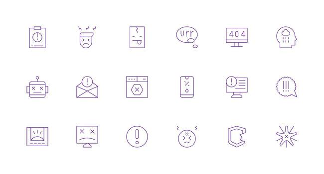 System Error Design Icons featuring 18 in Minimal Line Style Web Icon Collection vector