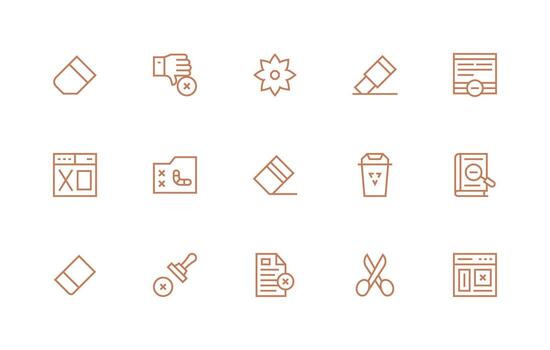 Delete Set with 15 Regular Line Icons Pixel Perfect Icons for Modern Apps vector