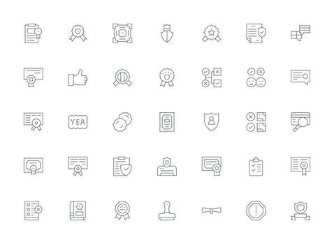 Light Line Icons from Validation Set with 35 Vectors Icons Built for Visual Consistency Pack