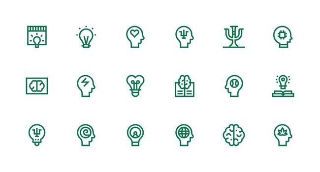 fuerte carrera línea íconos desde mente conjunto con 18 vectores completar icono haz para web diseño